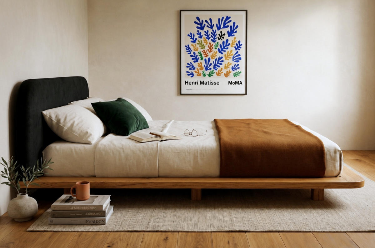 MASSIVHOLZBETT Eyko BORA, 180/200, Wildeiche - lackiert, Samt-Kopfteil Schwarz - Eichefarben/Schwarz, Holz/Textil (180/200cm)