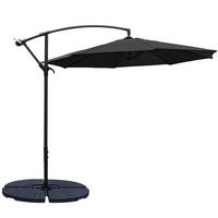 AMPELSCHIRM mit befüllbarer Kunststoff-Sockel und Kreuzständer aus Polyester Metall in Schwarz drehbar 360° neigbar 60° 3 x 2.6m - Schwarz, Metall (300/240cm) - Livingandhome