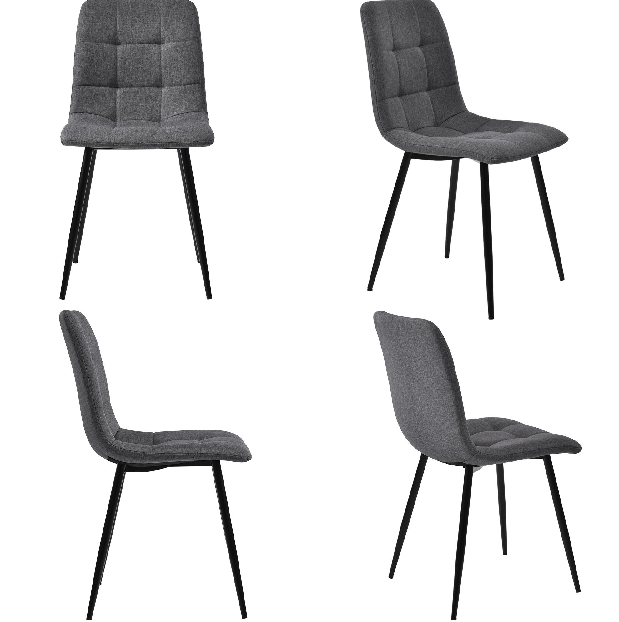 ESSZIMMERSTUHL 4er-Set ergonomisch 44 x 41 x 86 cm Leinen Gray - Grau, Metall (44/86/46cm) - Meubliv