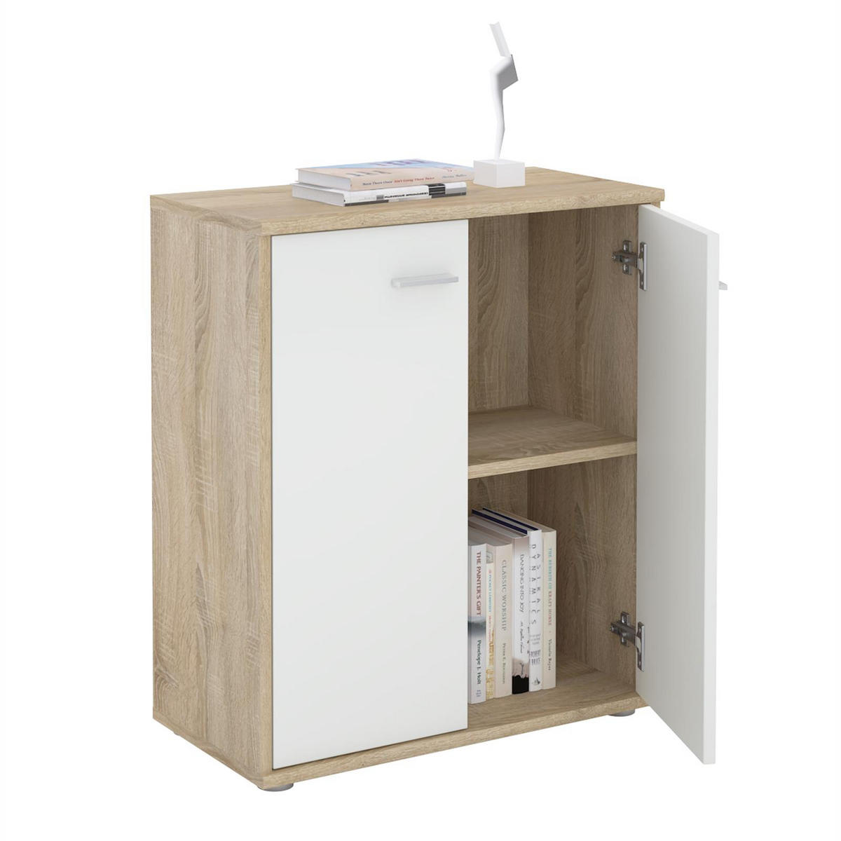 KOMMODE TOMMY - Weiß/Sonoma Eiche, Holzwerkstoff (60/70/30cm) - CARO-Möbel