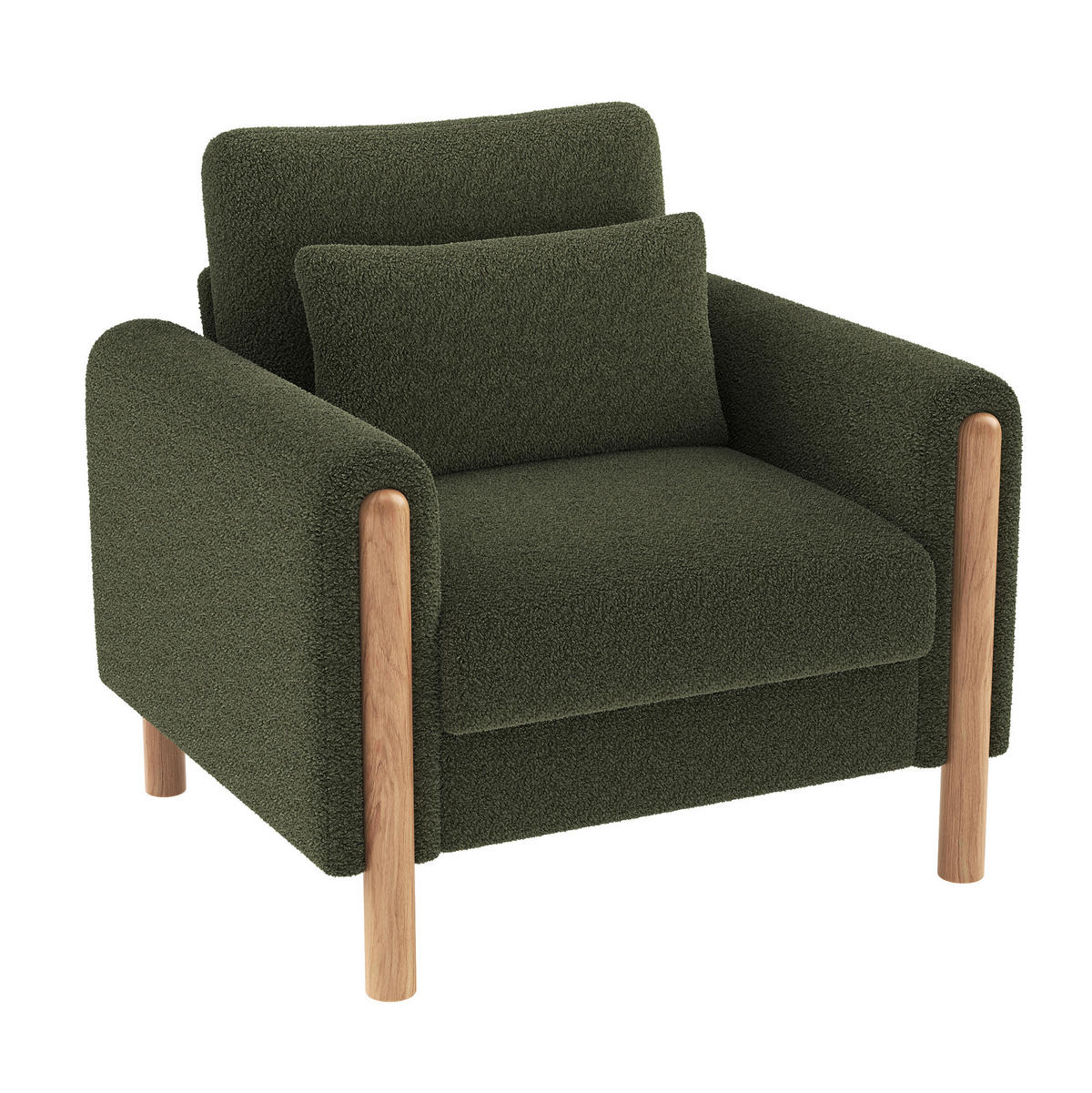 KRESLO 87/83/88,5 cm zelené, Teddy, s rámom z masívneho dreva - zelená, textil (83/88.5/87cm) - BEAOK