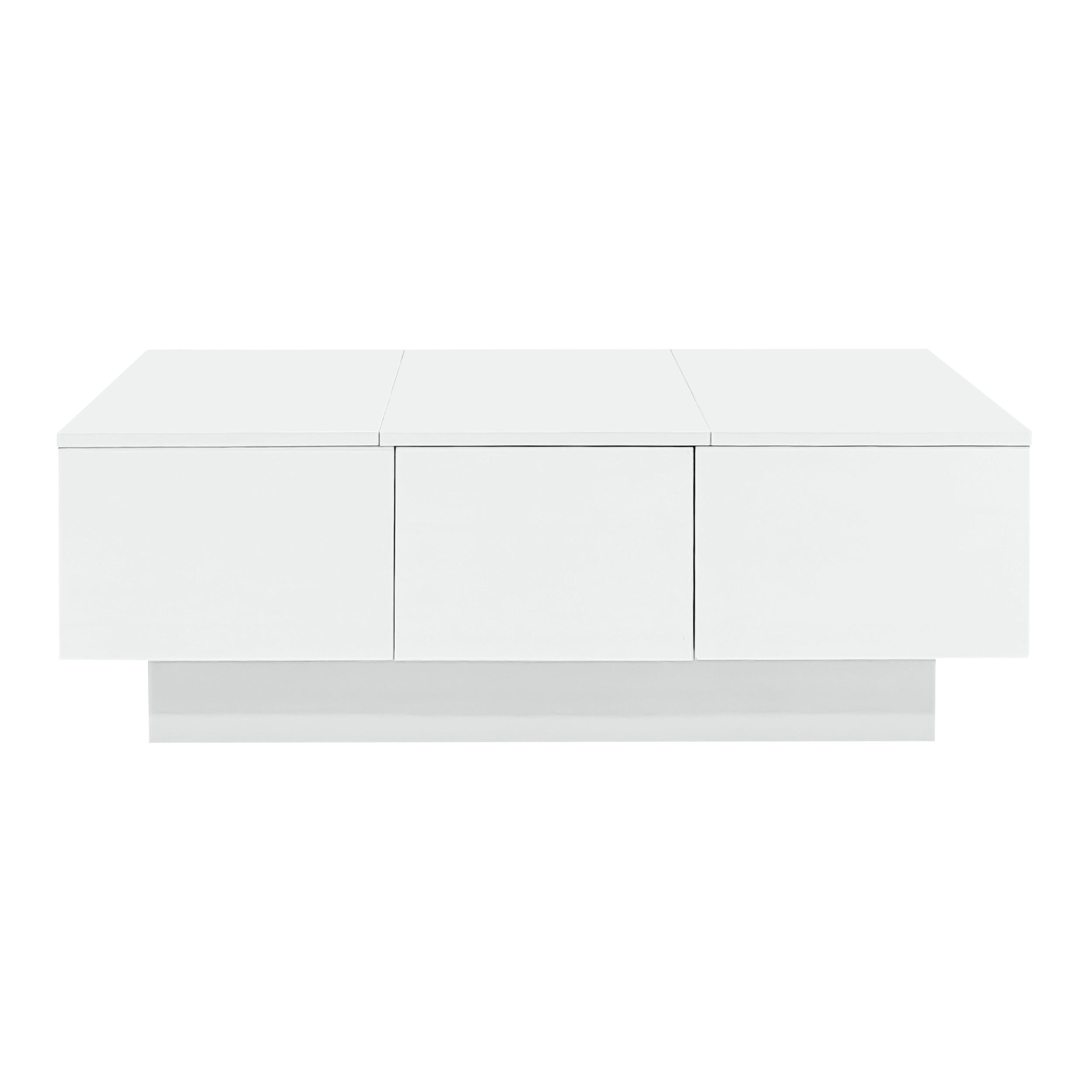 COUCHTISCH Weiß Hochglanz mit Stauraum und Schubladen - Weiß, Holzwerkstoff/Metall (55/100/35cm) - Urban Meuble