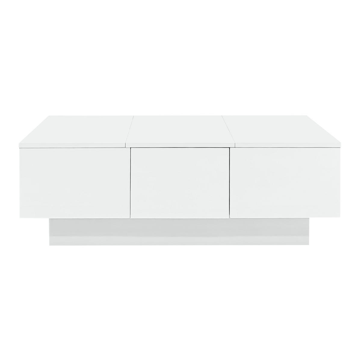COUCHTISCH Weiß Hochglanz mit Stauraum und Schubladen - Weiß, Holzwerkstoff/Metall (55/100/35cm) - Urban Meuble