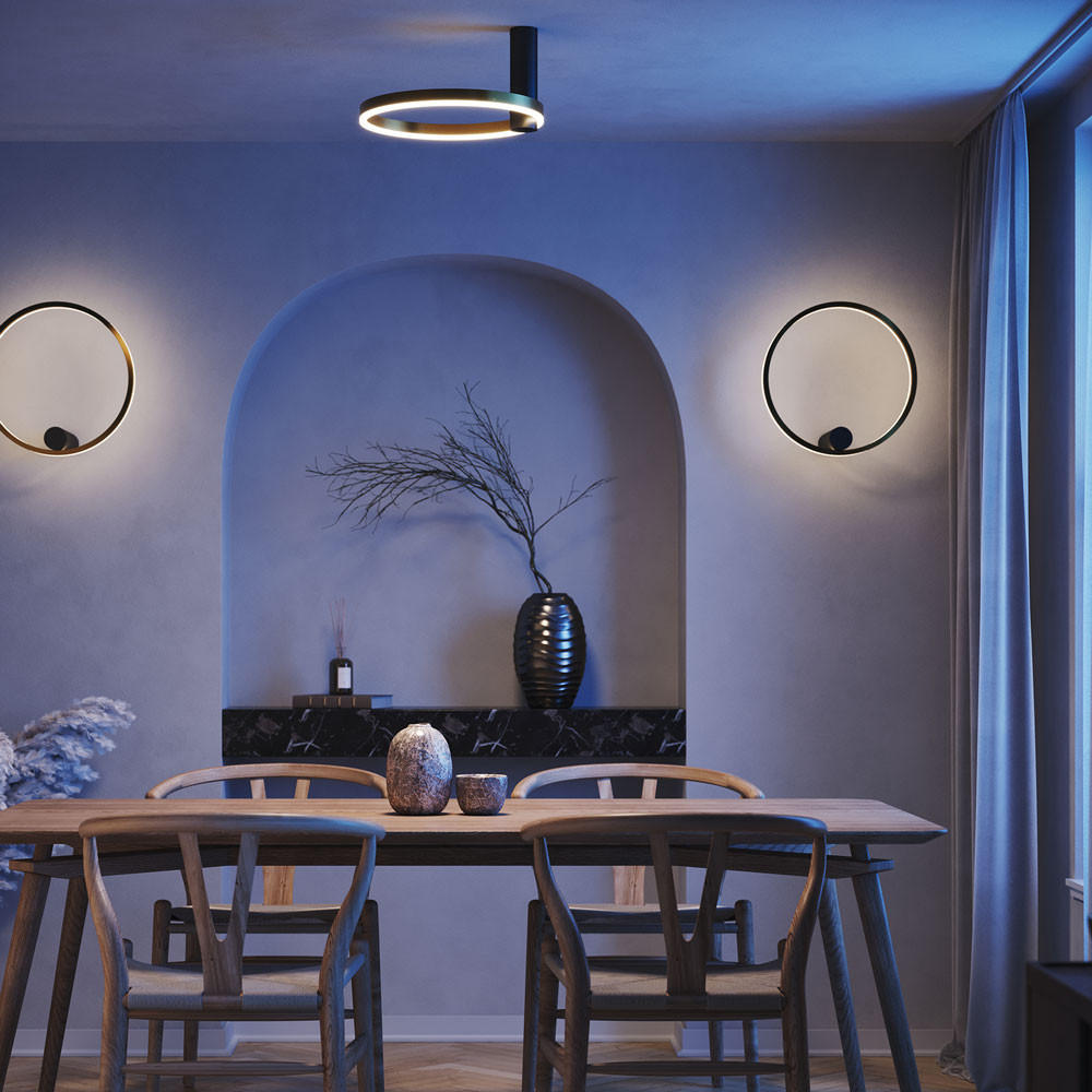 LED-WAND-/DECKENLAMPE Ring Air Schwarz/Gold - Schwarz, Metall (40/40/22cm) - s.luce