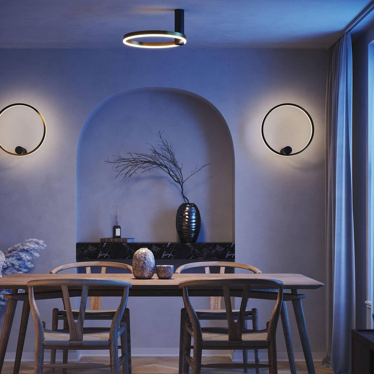 LED-WAND-/DECKENLAMPE Ring Air Schwarz/Aluminium - Schwarz, Metall (40/40/22cm) - s.luce