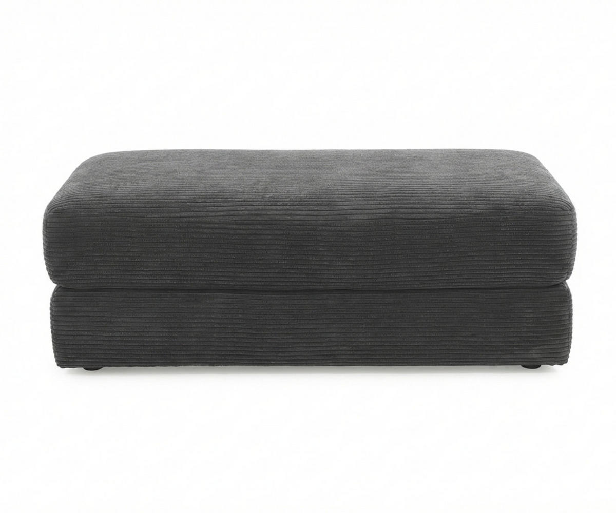 POLSTERHOCKER Federkern B124/T60/H40 cm Cord-Bezug Dunkelgrau / 15255 - Dunkelgrau/Schwarz, Kunststoff/Textil (124/40/60cm) - luma-home