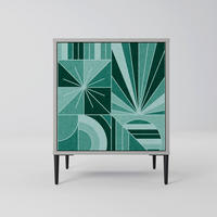 SIDEBOARD HARMONIC GRID, Grau, 57,5x42x72,5 cm, Schwarze Metallfüße - Multicolor/Schwarz, Holzwerkstoff/Metall (57.5/72.5/42cm) - SpaceRebels
