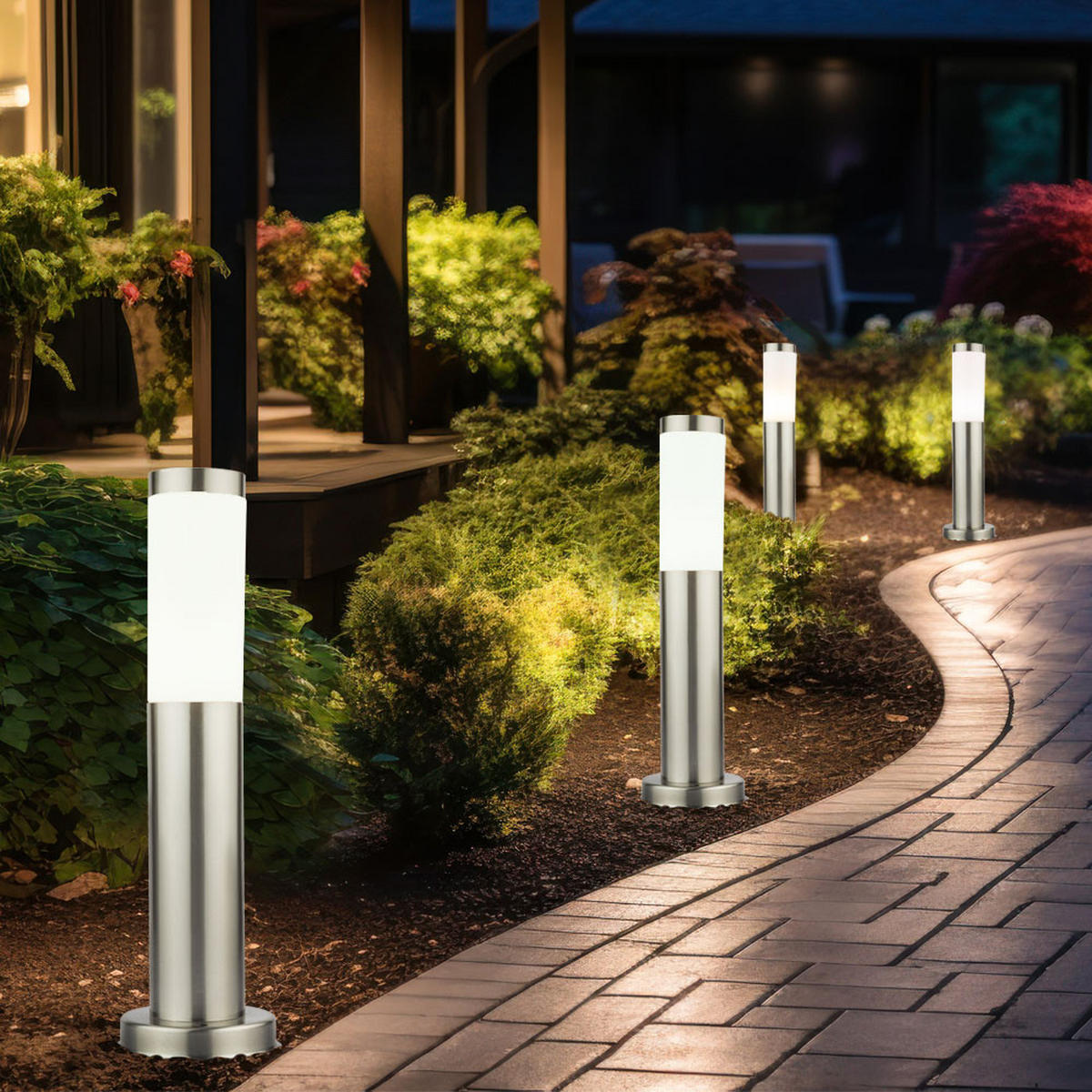 LED WEGLEUCHTE Edelstahl Silber - Silberfarben, Kunststoff (7.5/7.5/45cm)