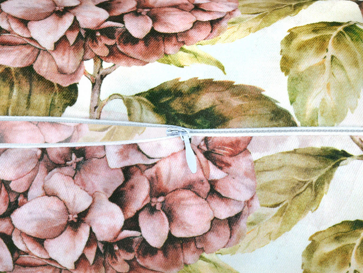 NACKENROLLENHÜLLE Landlust-Hortensie burgundy-rose 15/40 cm - Hellrosa/Dunkelrosa, Textil (15/40cm) - beties Heimtextil