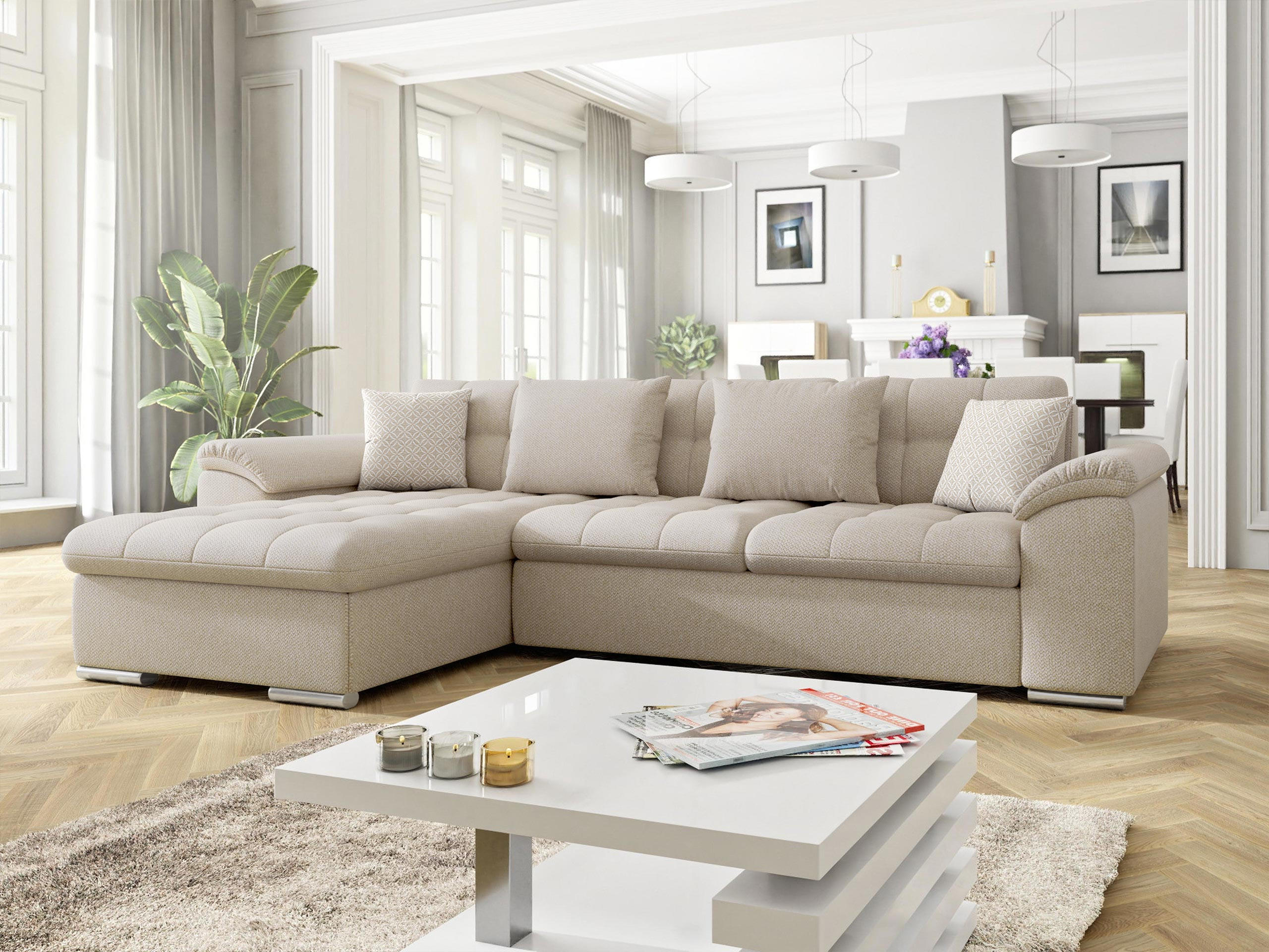 ECKSOFA Diana, Seite: Links - Perlmutt, Holz/Textil (280/160cm) - MIRJAN24