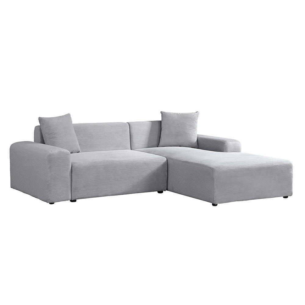 ECKSOFA AMELIO - Grau, Rechts - Grau, Holzwerkstoff/Textil (178/240cm) - Home Deluxe
