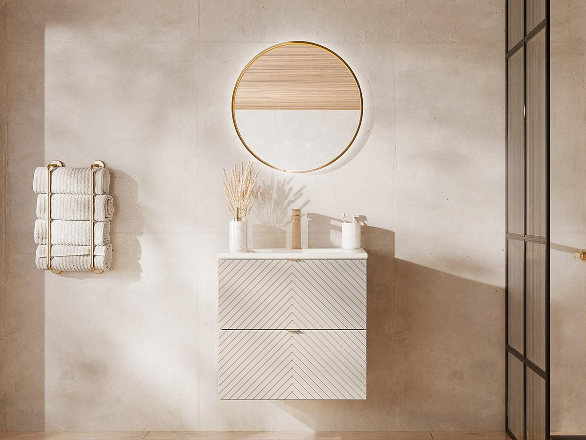 EINZELWASCHTISCH - 60 cm x 46 cm - Holz, Platte - Beige - DORIONI - Beige, Holz (60/61.6/46cm) - Vente-Unique