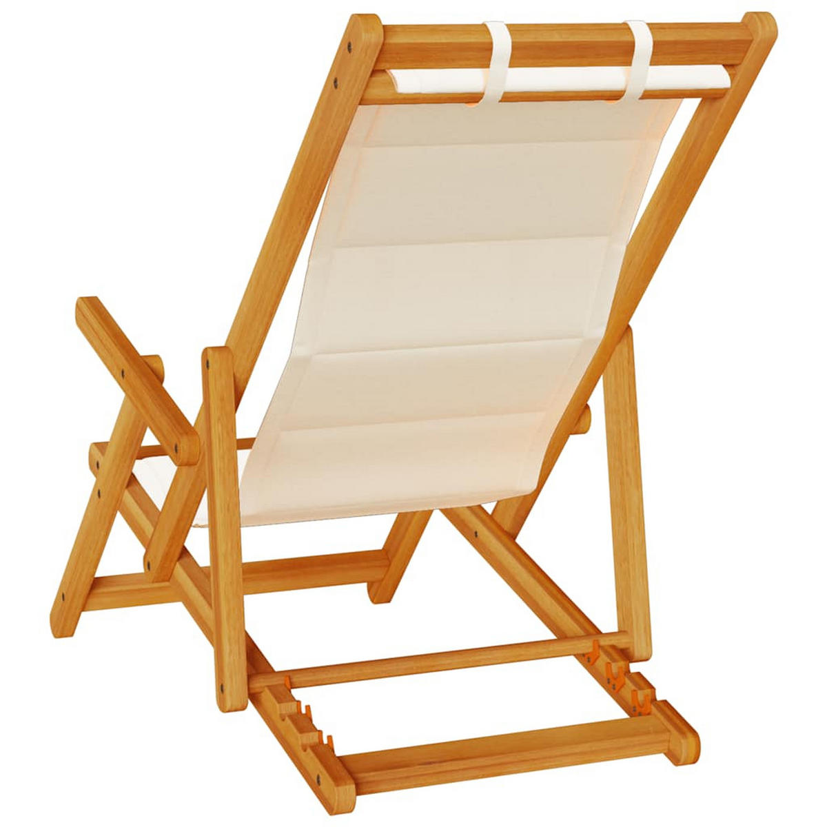 STRANDSTUHL Mit Armlehnen KlaPPbar Creme Akazienholz Textilene - Creme, Holz (110/96/61.5cm) - vidaXL