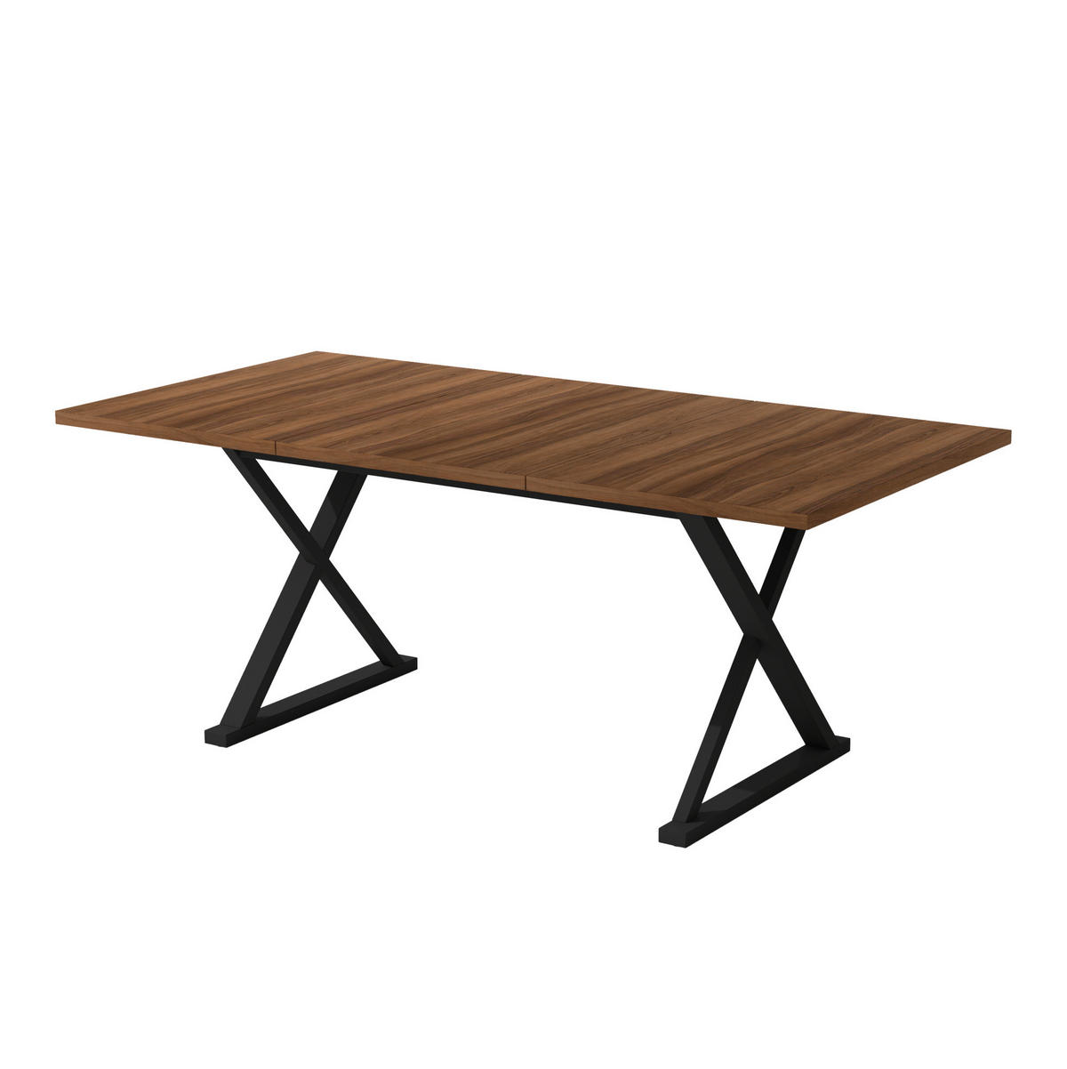 ESSTISCH 180/90/75 cm walnussfarben aus MDF mit X-förmigen Metallbeinen - Walnussfarben, Holzwerkstoff (180/90/75cm) - OKWISH