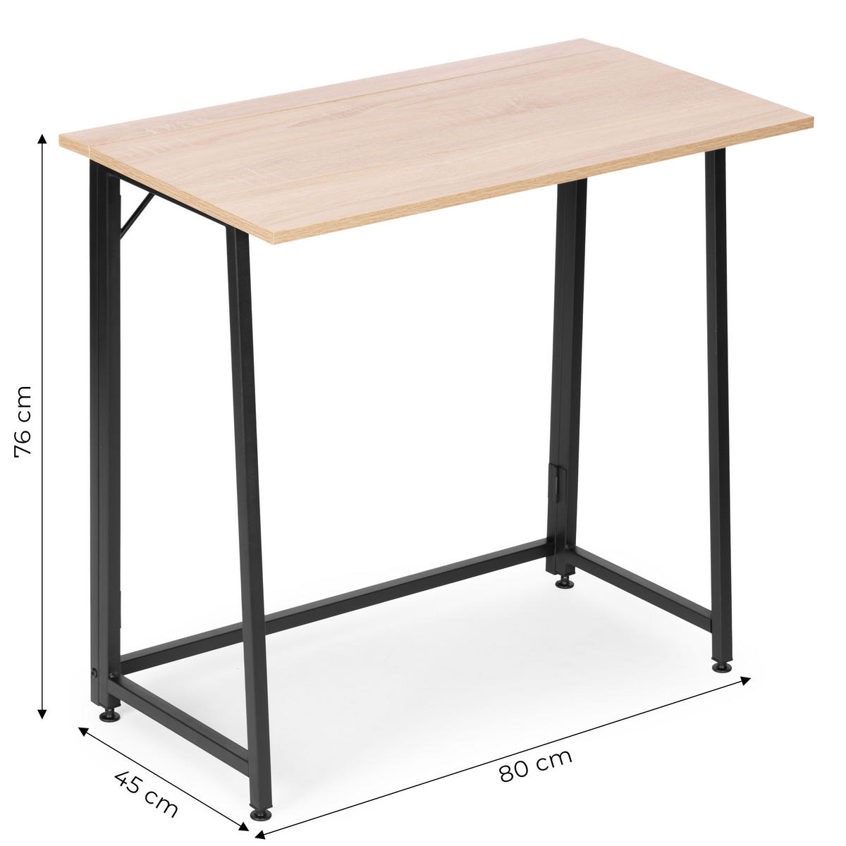 SCHREIBTISCH ARLO Eiche - Schwarz - Braun, Holzwerkstoff (45/80/76cm) - Mat-Haus