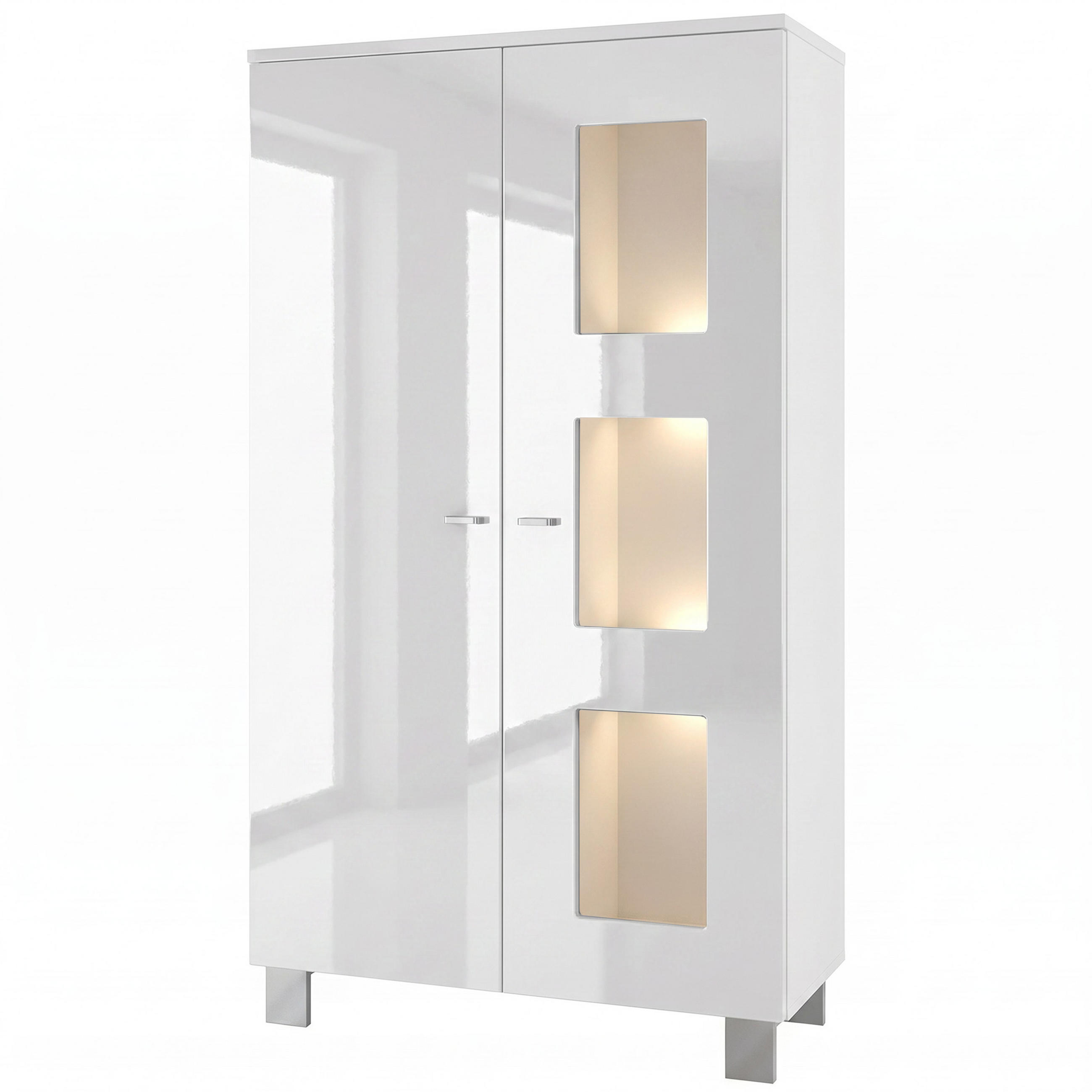 VITRINE Denjo Tür in Weiß Hochglanz - Weiß Hochglanz, Holzwerkstoff (71/129/35cm) - Vladon