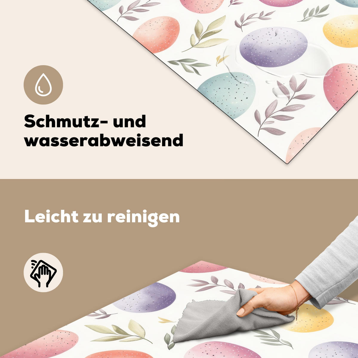 HERDABDECKPLATTE Eier - Bunt - Muster Induktionsmatte 78x78 cm - Weiß, Kunststoff (78/78/0.2cm) - MuchoWow