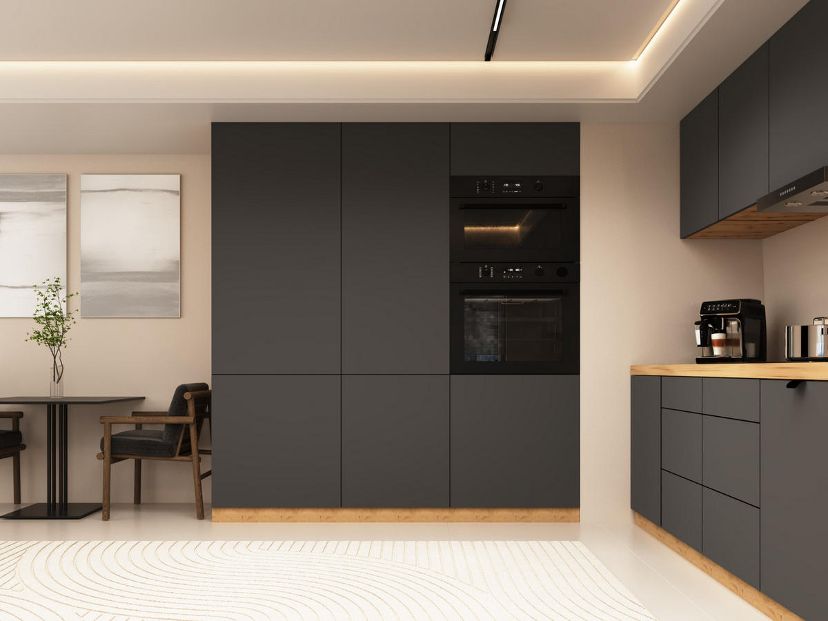 KÜCHENZEILE 320 cm - Langen KL16-M320 - in Grau / Matt - Grau, Holz (480/212/58cm)