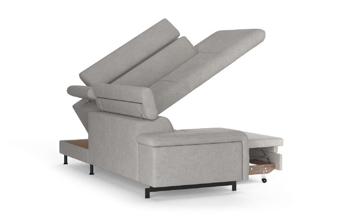 ECKSOFA mit Schlaffunktion und Bettkasten - Hellgrau/Schwarz, Kunststoff/Textil (215/262cm) - Cotta