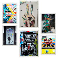 POSTER Set Mit 6 Graffiti Straßenkunst A3 & A4 Weißer Rahmen - Weiß, Papier (29/3cm) - Nacnic