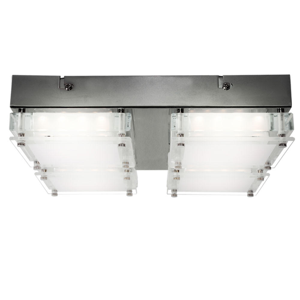 LED DECKENLEUCHTE Metall Glas Silber - Silberfarben, Glas (28/28/6.5cm) - Wofi