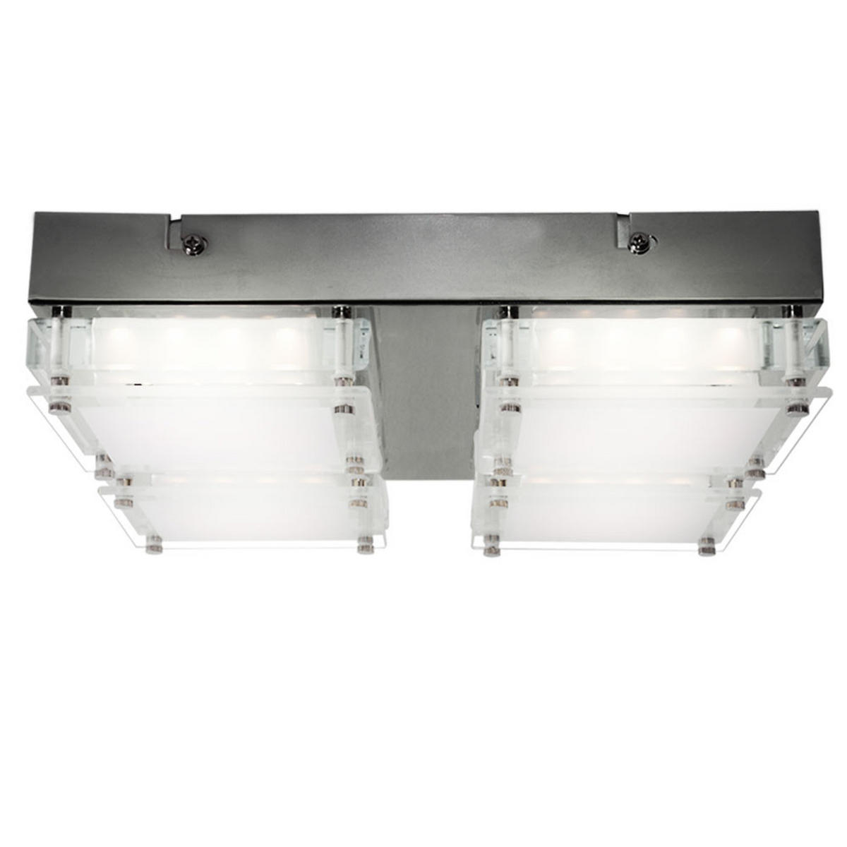 LED DECKENLEUCHTE Metall Glas Silber - Silberfarben, Glas (28/28/6.5cm) - Wofi