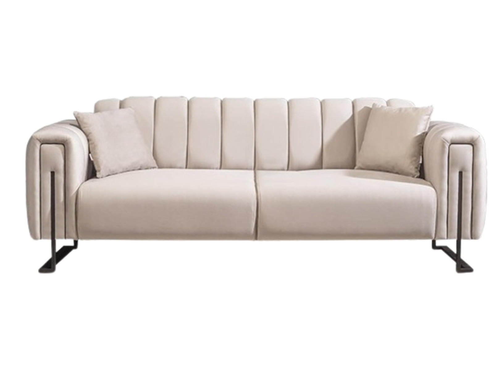 SOFA Bianca 2-Sitzer Samt Creme - Beige, Holz/Textil (195/78/94cm) - Villa Möbel