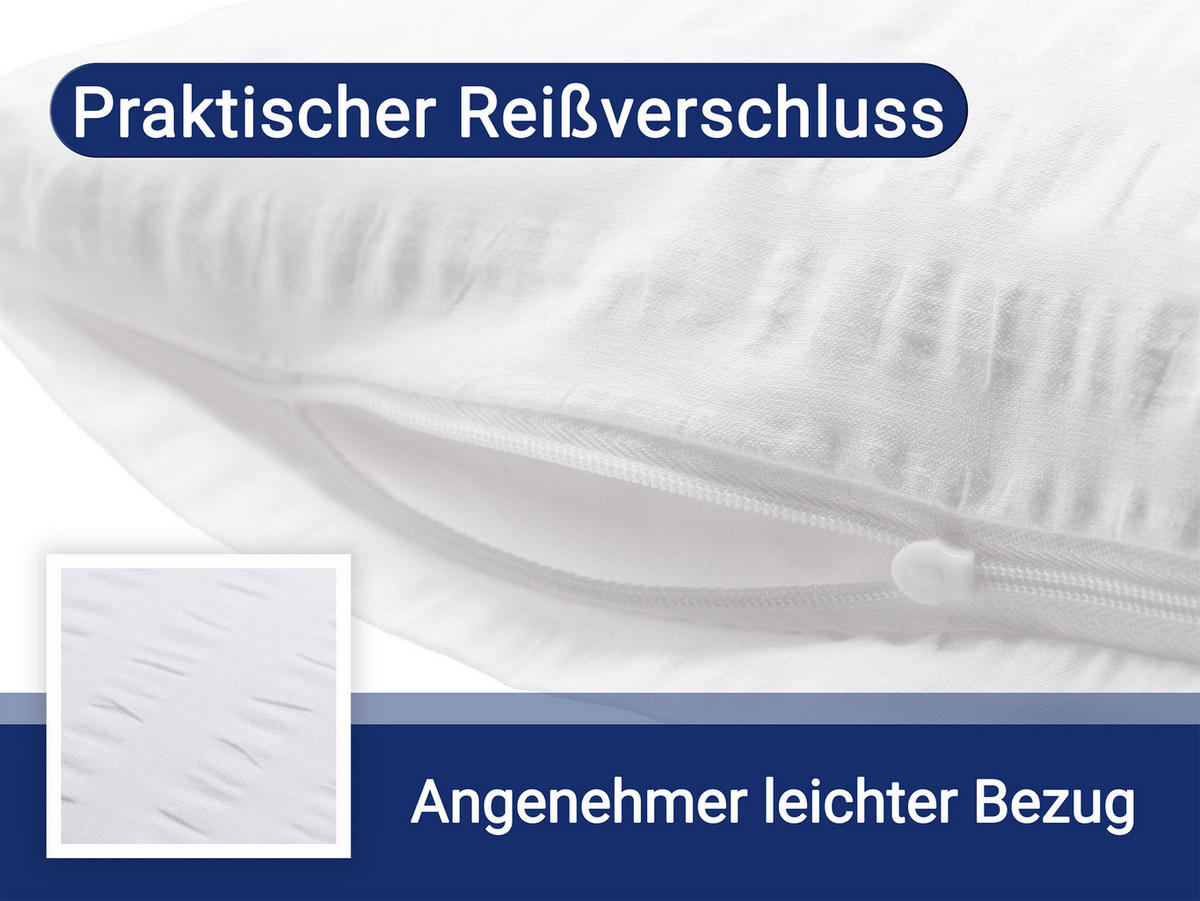 KISSENBEZUG, 2er-Set, 40x80 cm, 100% Baumwolle, Weiß - Weiß, Textil (40/80cm) - Zollner