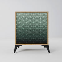 SIDEBOARD ORNAMENTAL GLIMMER, Eichefarben, 57,5x42x70,5 cm, Schwarze Metall-Sternfüße - Eichefarben/Multicolor, Holzwerkstoff/Metall (57.5/70.5/42cm) - SpaceRebels