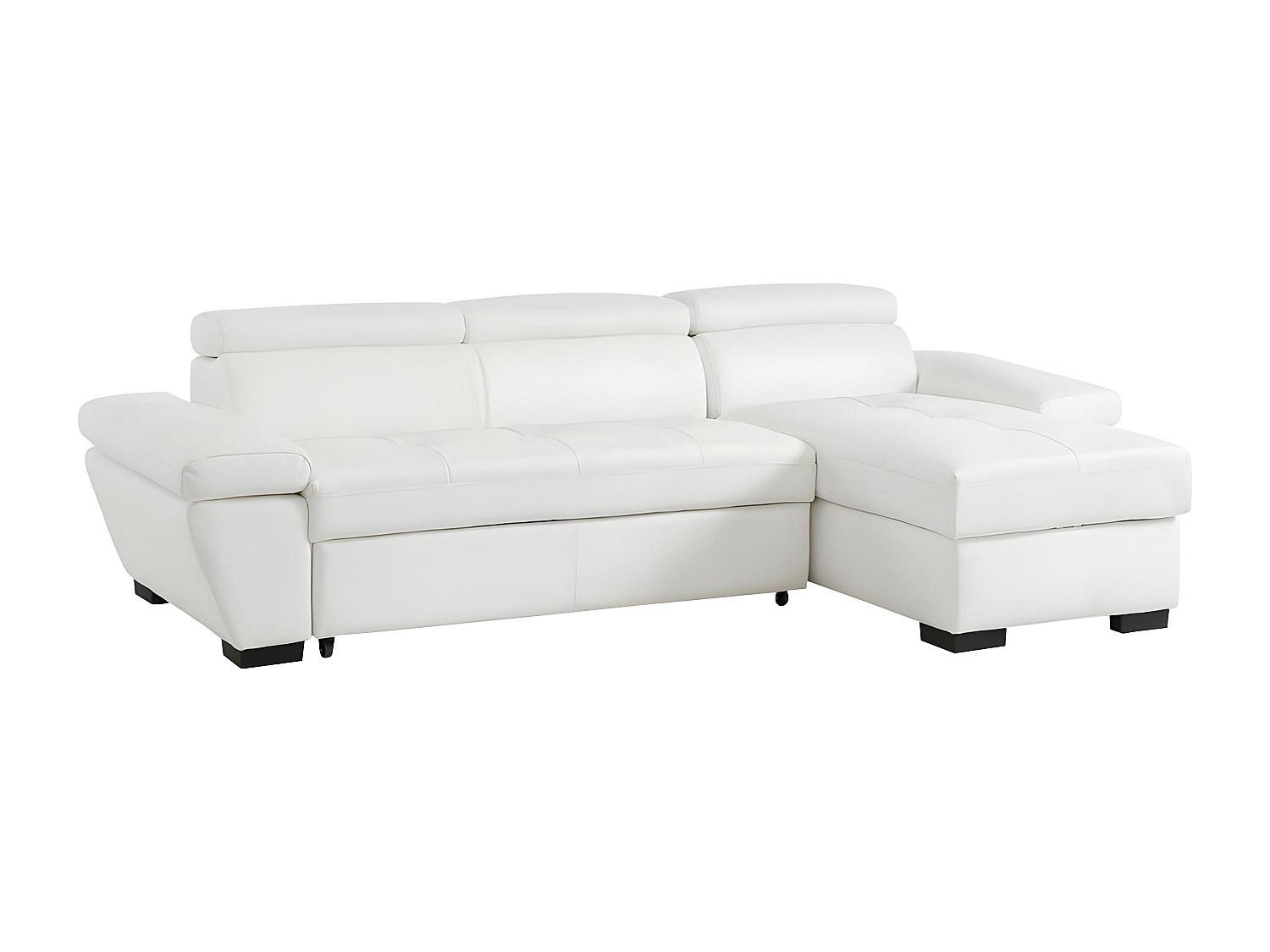 ECKSOFA Leder mit Schlaffunktion - Ecke Rechts - Weiß - JONOVA - Weiß, Leder (256/154cm) - Vente-Unique