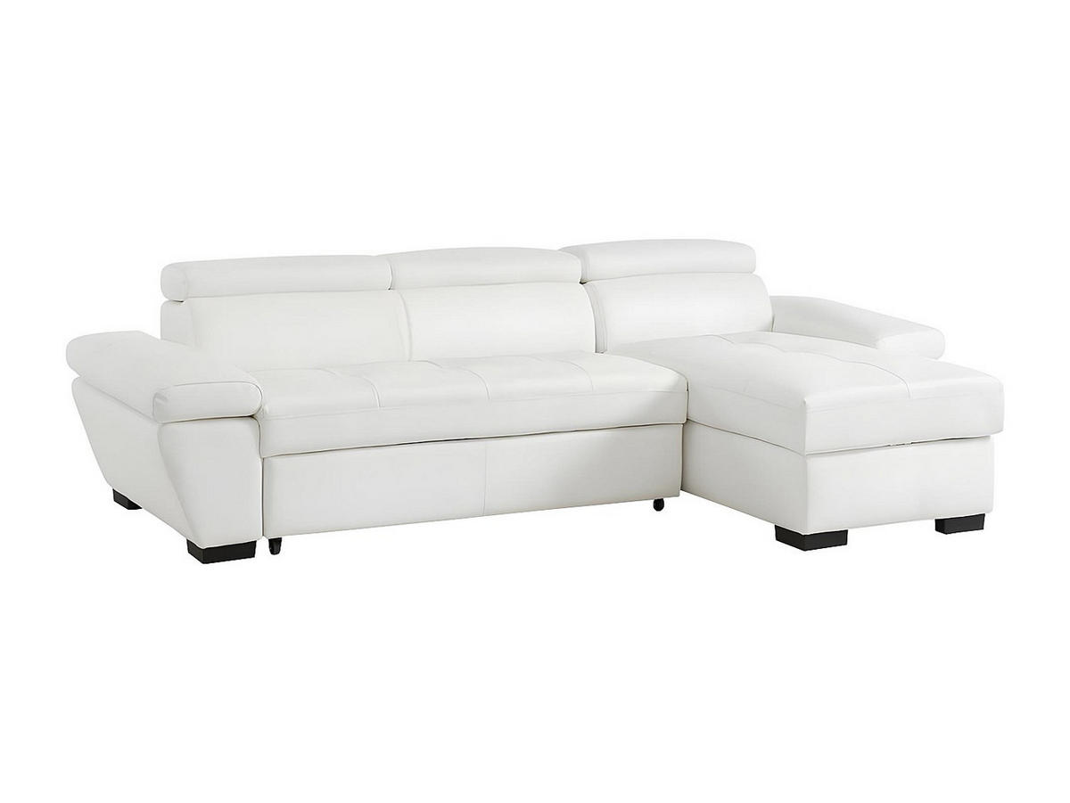 ECKSOFA Leder mit Schlaffunktion - Ecke Rechts - Weiß - JONOVA - Weiß, Leder (256/154cm) - Vente-Unique