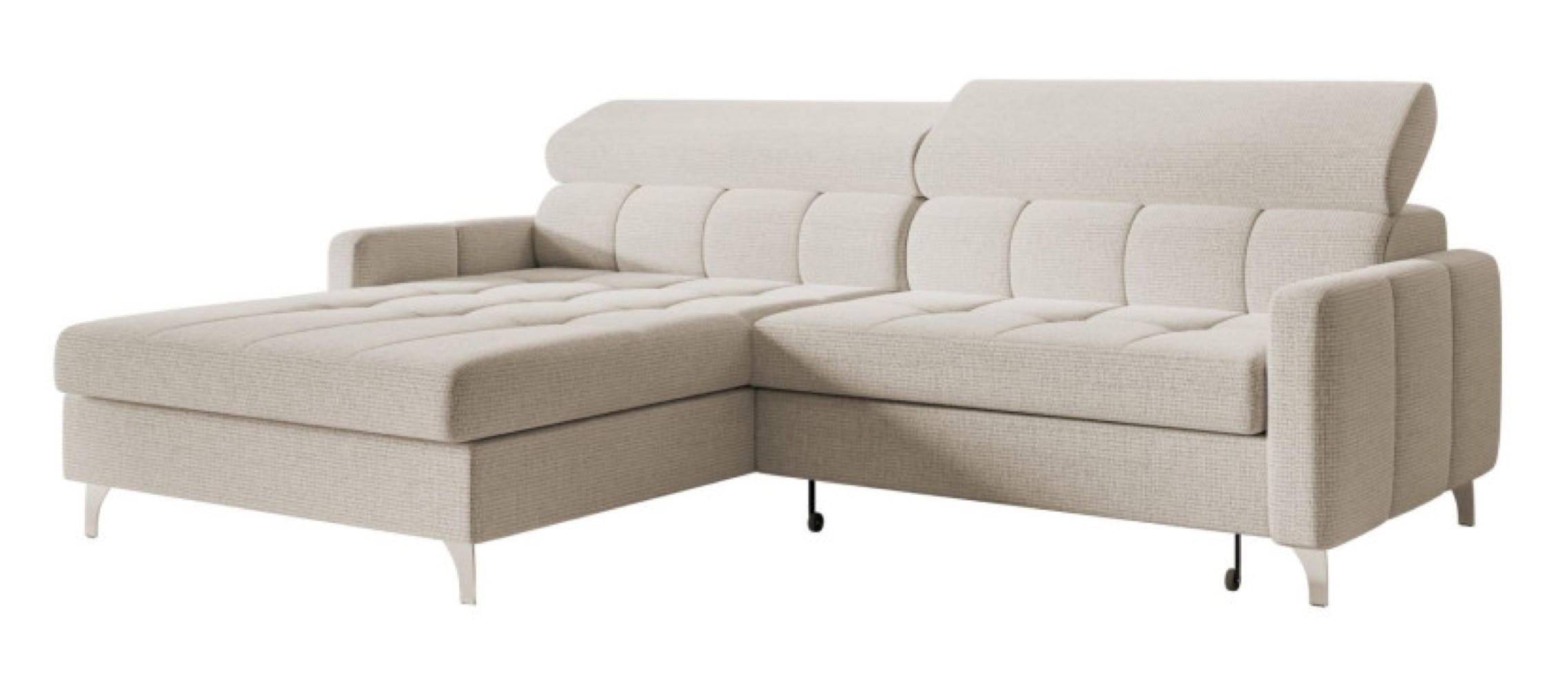 ECKSOFA Hellgrau BAMBINO Mit Verstellbaren Kopfstützen Links - Hellgrau/Grau, Textil (223/174cm) - Sepro Meble