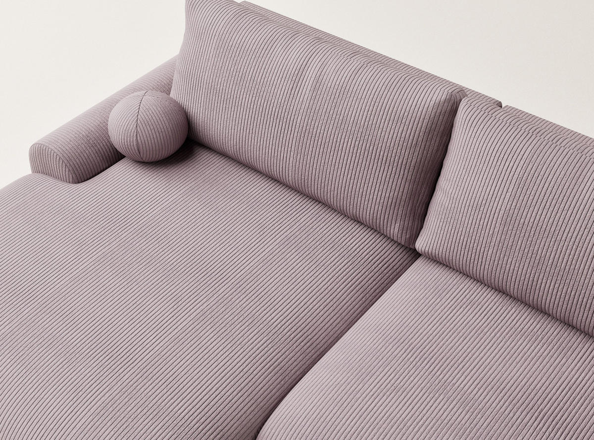 ECKSOFA MIT SCHLAFFUNKTION Tallin Lila Samtstoff - Links Seite - Flieder/Schwarz, Holz/Holzwerkstoff (145/240cm) - Maison de Reve