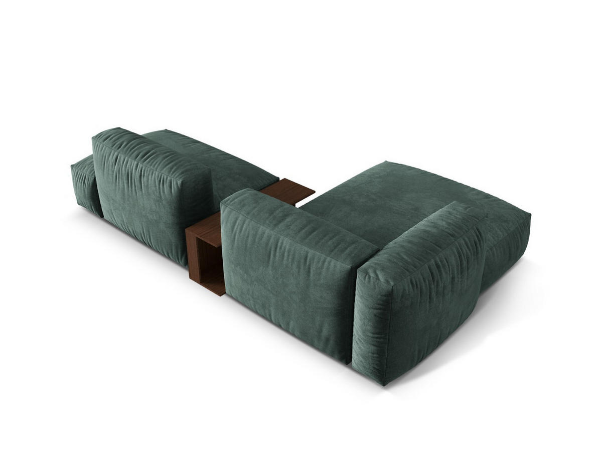 ECKSOFA modular links Martina aus Samt petrol 2 Sitzplätze - Salbeigrün, Textil (176/285cm) - Micadoni