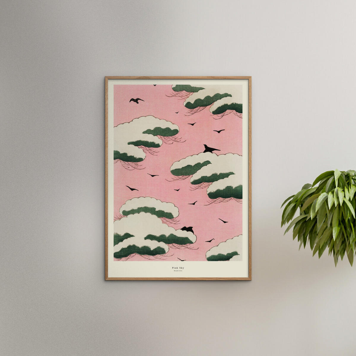 POSTER mit Rahmen A.P. Atelier - Pink Sky - Pink/Eichefarben, Holz/Papier (50/70cm) - Poster&Frame