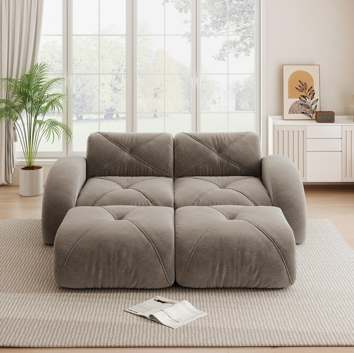 SOFA rahmenlos 2-Sitzer Chenille Brown - Braun, Kunststoff (171/76/204.1cm) - Meubliv