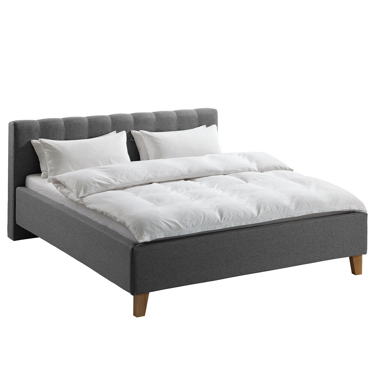 POLSTERBETT - Webstoff - Grau, Holz/Textil (180/200cm) - home24