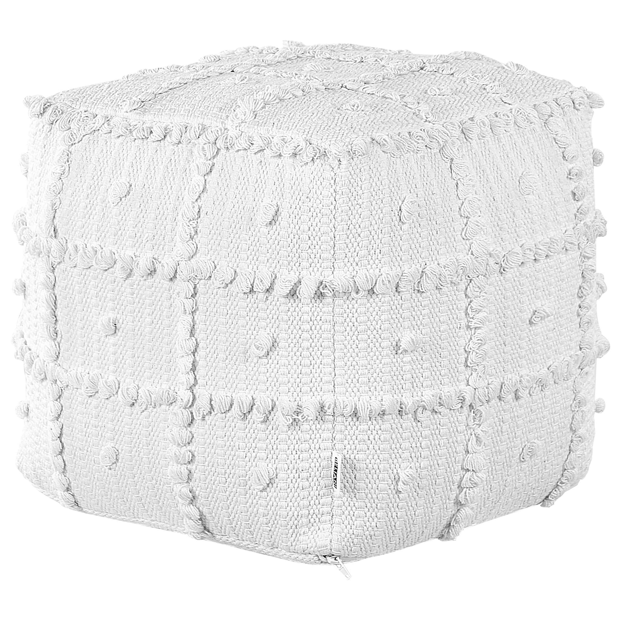 POUF Harnai 40/40/40 cm - Weiß, Naturmaterialien/Textil (40/40/40cm) - Beliani