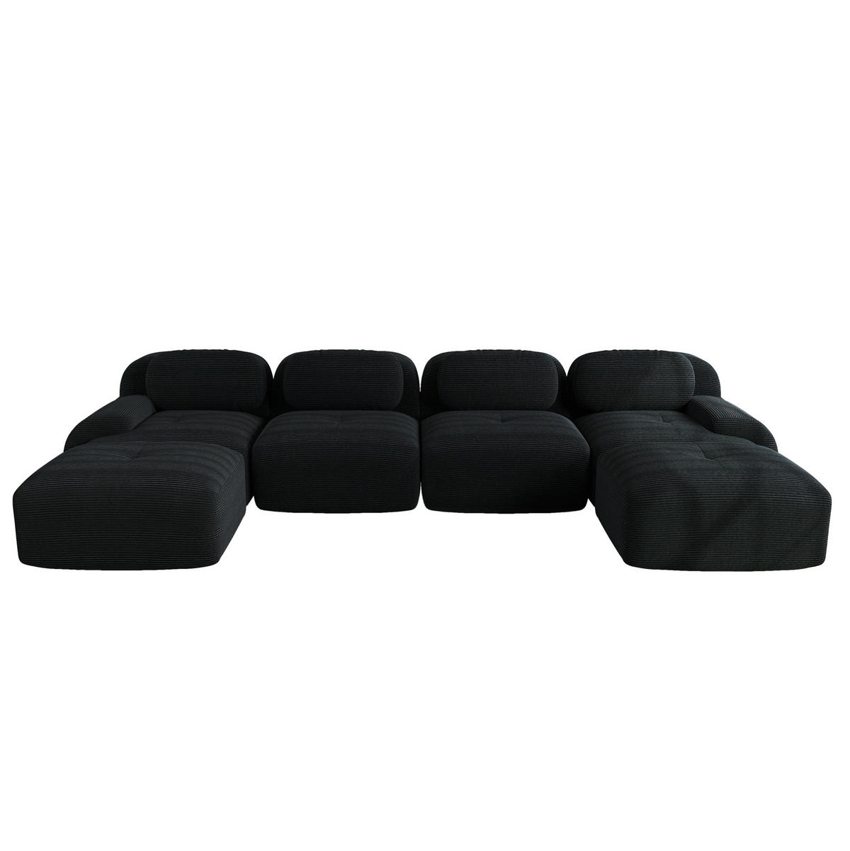 ECKSOFA modular rahmenlos Cord Black - Schwarz, Textil (178/75/388cm) - Meubliv