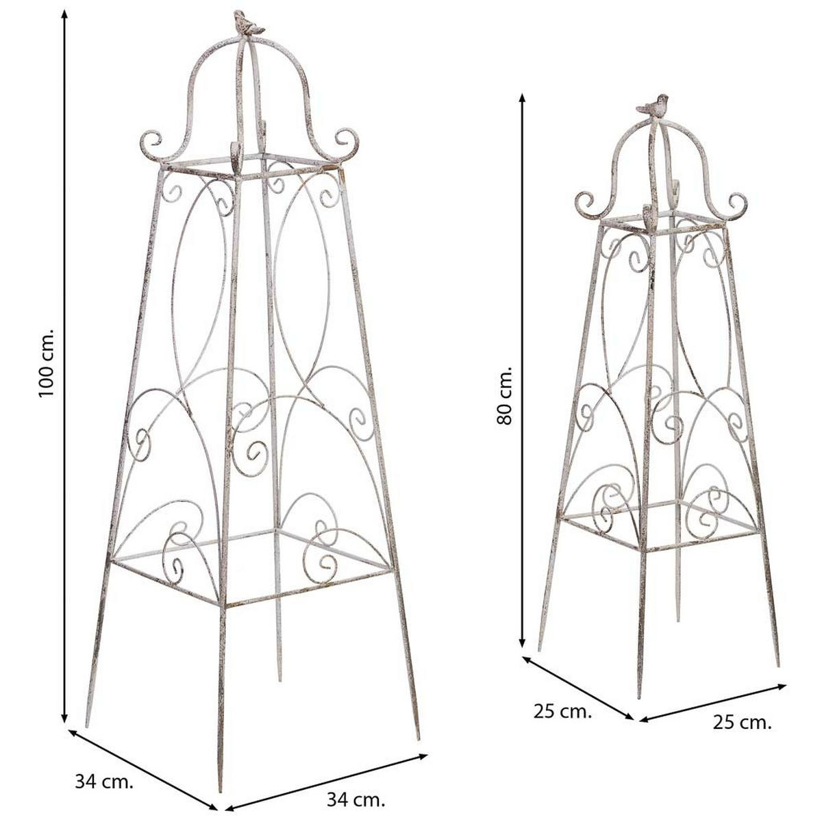 DEKORATIVES OBJEKT aus Metall, 34x100x25cm, 2-tlg. - Weiß, Metall (34/34/100cm) - Wanderlust
