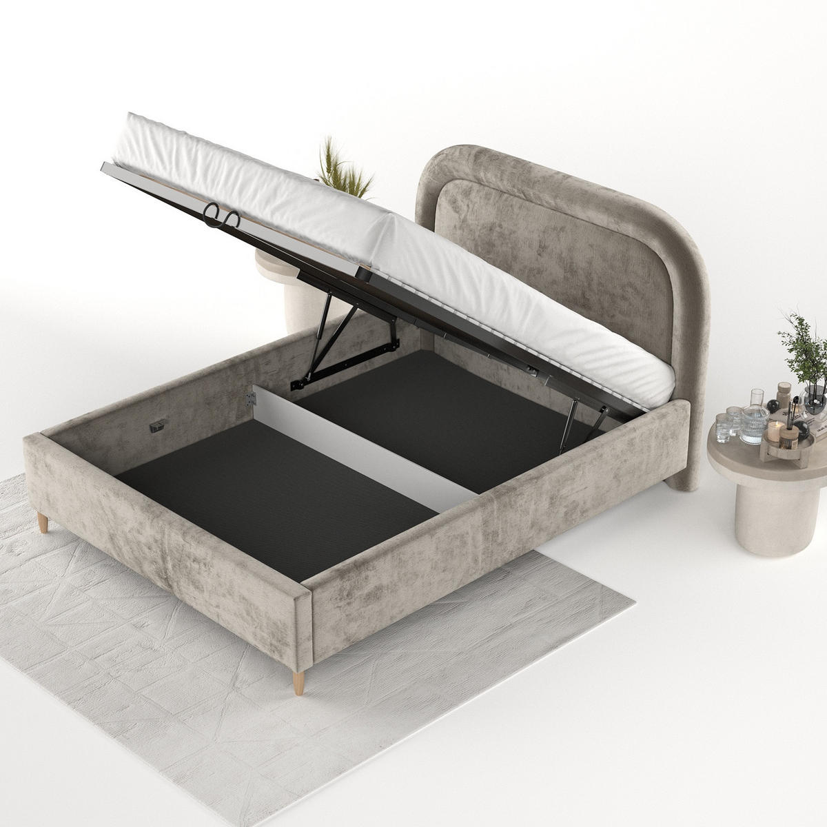 POLSTERBETT Zoya 160/200 cm Beige im Lotta Stoff - Beige/Naturfarben, Holz/Holzwerkstoff (160/200cm) - AltaBeds