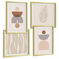 BILDER SET 4er Set - 50x50 cm & 40x60 cm Goldrahmen - Abstrakte Formen braun beige - Goldfarben, Kunststoff (50/50cm) - TULUP