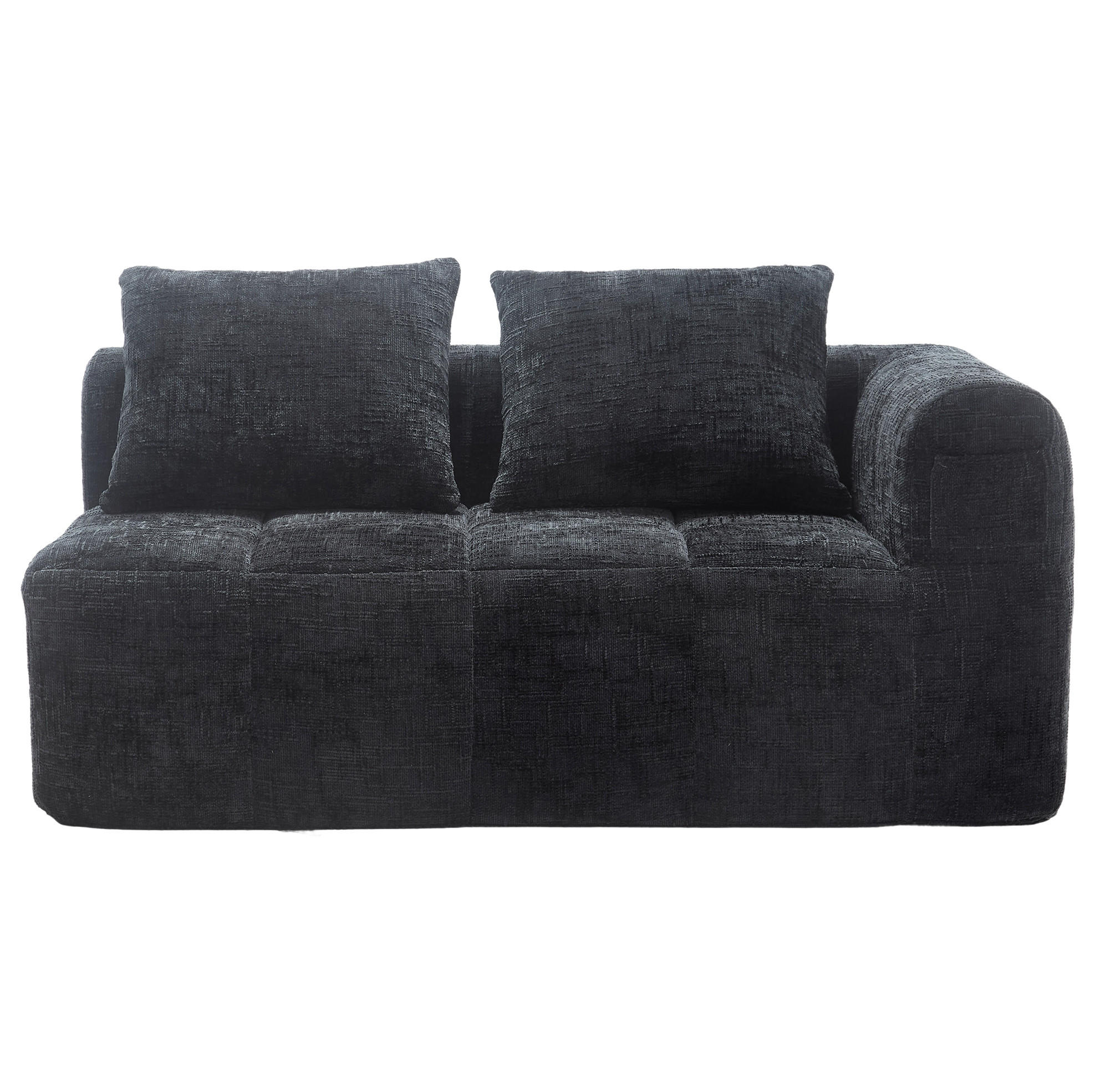 Redom POHOVKA pro 2 osoby 158/90/60 cm s bočními kapsami a polštářem, měkká ženylka, Černá