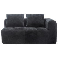 2-SITZER Sofa Chenille mit Chaiselongue und Seitentaschen 158/90/60 cm Schwarz - Schwarz, Textil (60/158/90cm) - Redom