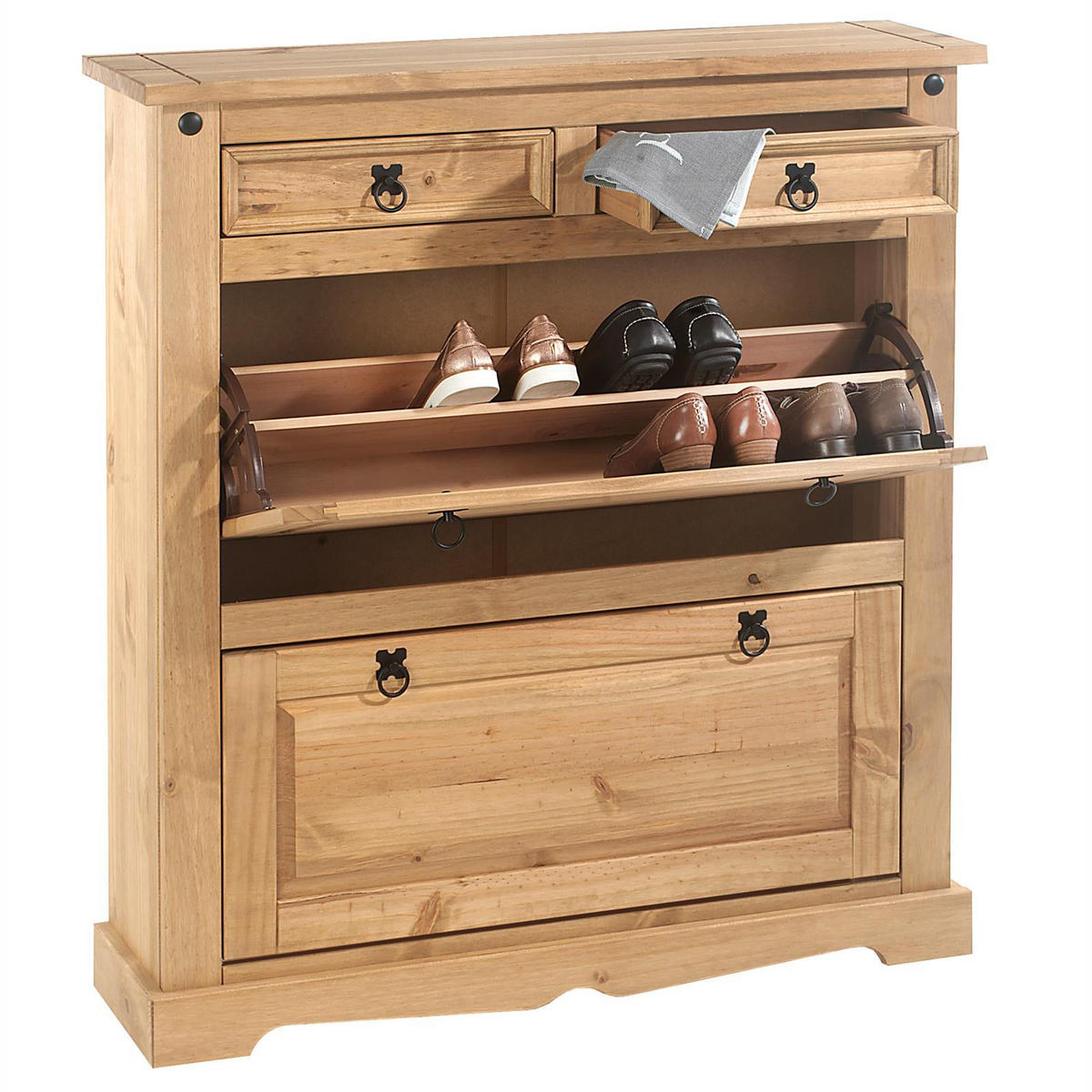 SCHUHSCHRANK TEQUILA - Kieferfarben, Holz (100/110/26cm) - IDIMEX