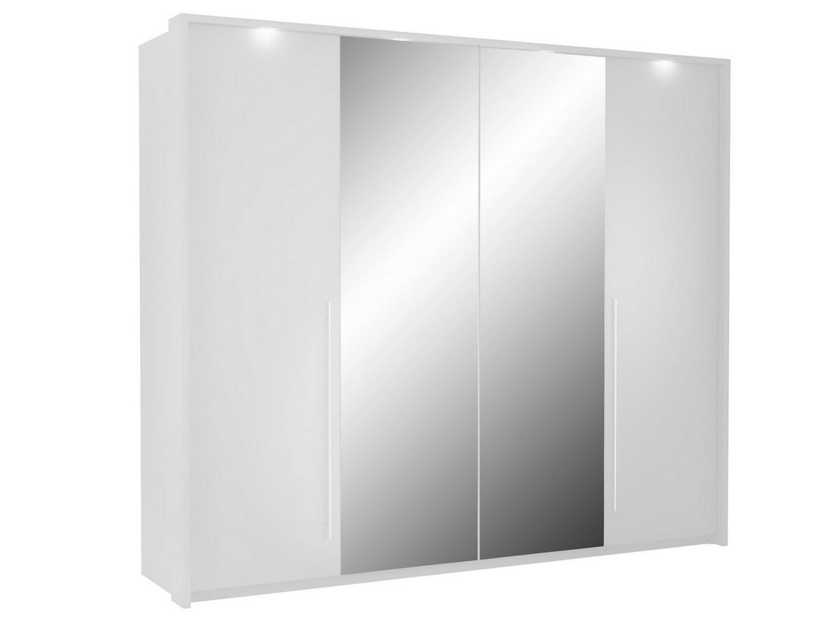 DREHTÜRENSCHRANK QUINN 255/219/65 cm 2-türig mit Spiegel Weiß - Weiß, Holzwerkstoff (255/219/65cm) - MASSENO