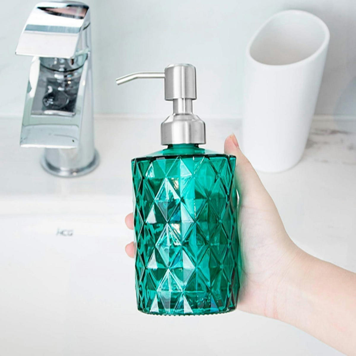 SEIFENSPENDER Glas Grün 340ml - Grün, Glas (7/7/17cm)