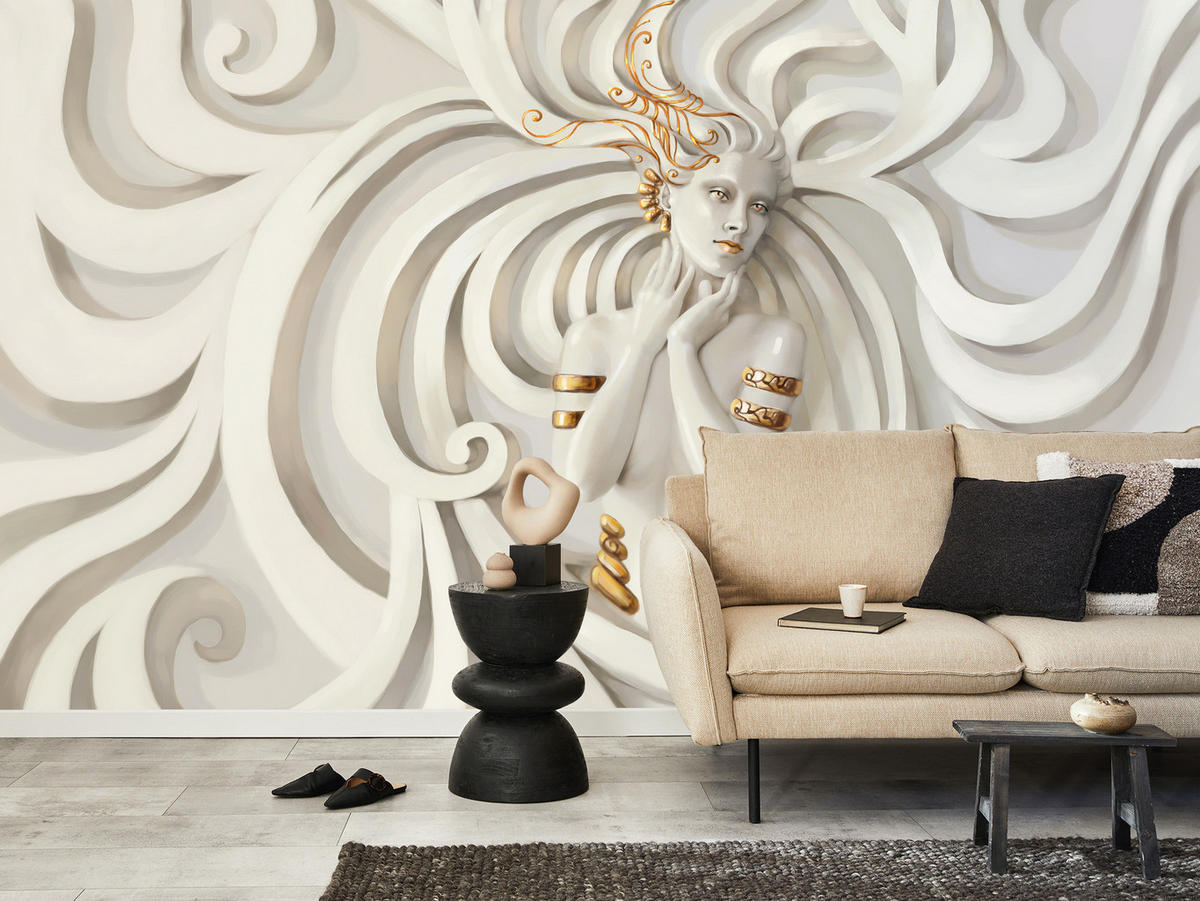 FOTOTAPETE Medusa Abstraktion 3D Effekt 500x350 - Beige, Papier (500/350cm) - Muralo