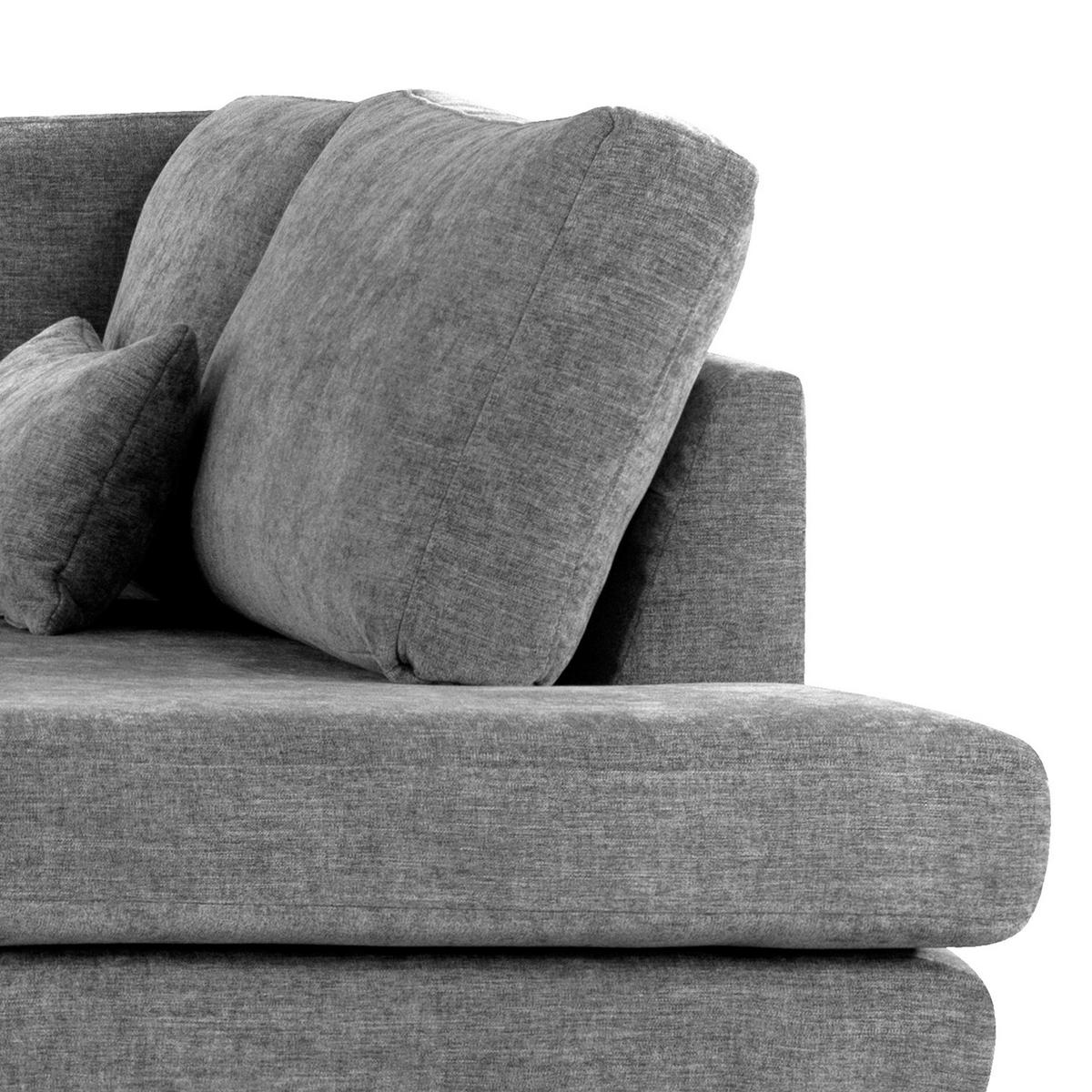 ECKSOFA mit Ottomane - Eichefarben/Dunkelgrau, Eichenholz/Textil (287/219cm) - home24