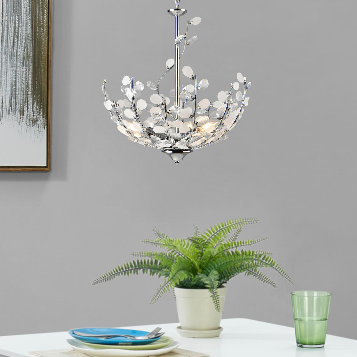 HÄNGELEUCHTE Ampthill - Chromfarben, Kunststoff/Metall (37/37/124cm) - lux.pro